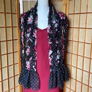White House Black Market Wrap Scarf Floral Ruffled Scarf Wrap